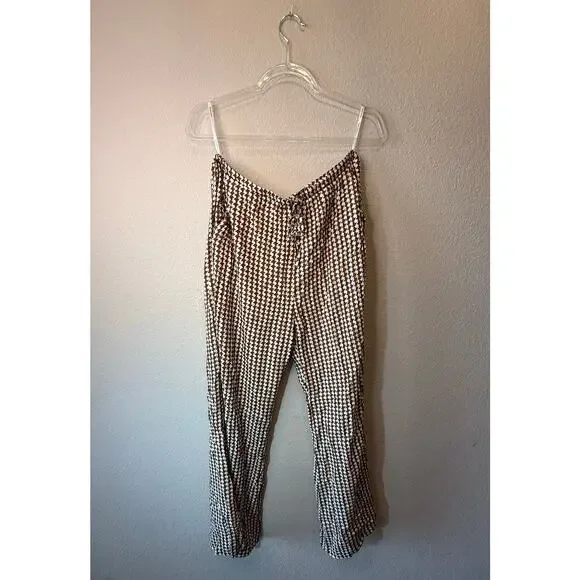 Anthropologie Charlie Holiday Lola Geometric Flare Pants Brown Womens Size Large - Picture 2 of 4